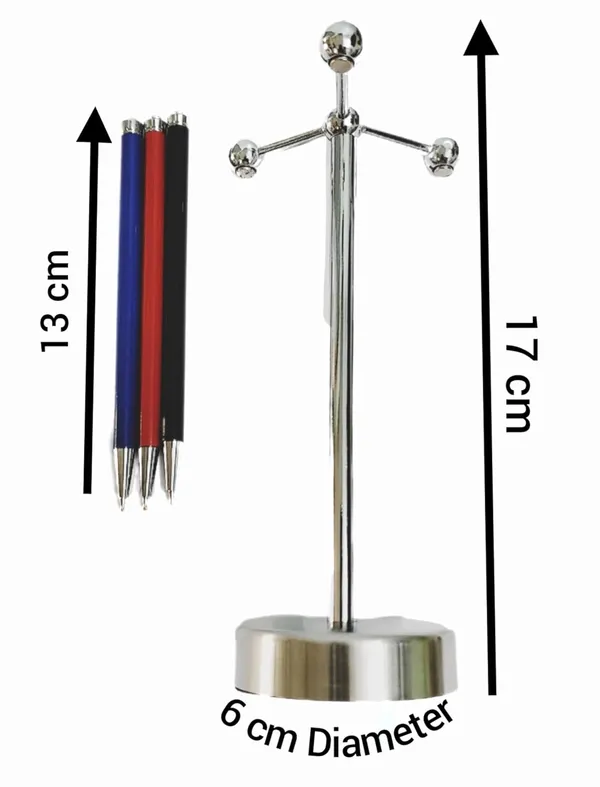 Silver_Magnetic_Hanging_Ball_Pen_Holder_With_3_Color_Pens_(17L_X_6Dia_Cm)