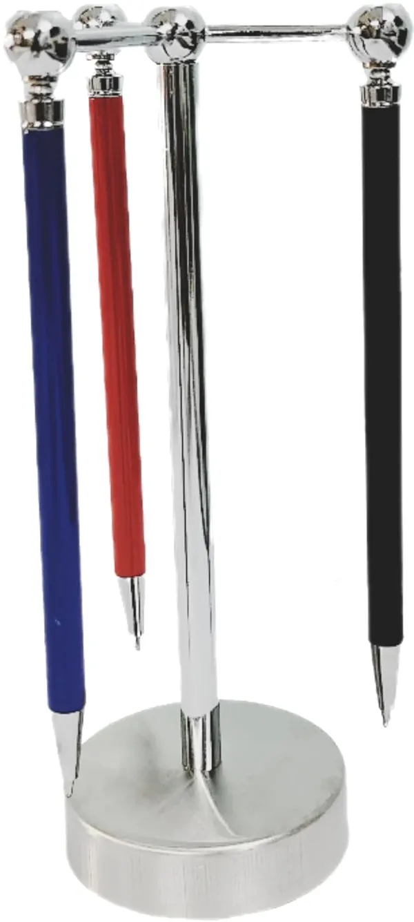 Silver_Magnetic_Hanging_Ball_Pen_Holder_With_3_Color_Pens_(17L_X_6Dia_Cm)