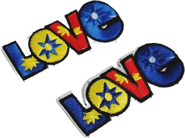 ‎Multicolor_Torn_Clothes_Applique_Embroidery_Patch_(Multi_Colour_Love)_(Pack_Of_2)_(6_X_5_X_2_Cm)