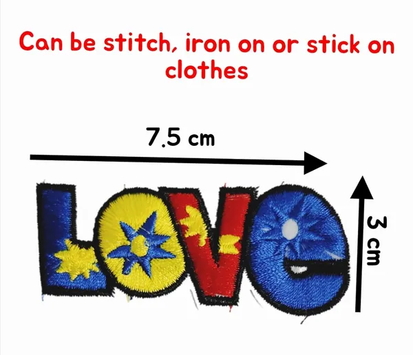 ‎Multicolor_Torn_Clothes_Applique_Embroidery_Patch_(Multi_Colour_Love)_(Pack_Of_2)_(6_X_5_X_2_Cm)
