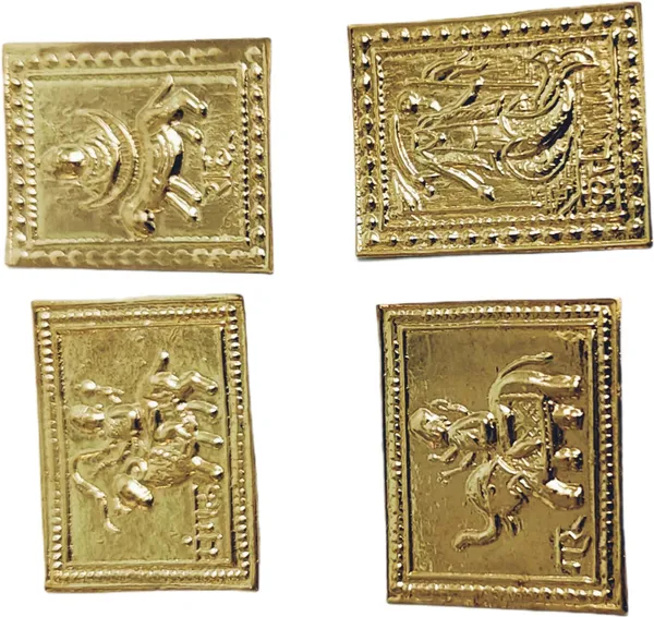 Golden_Navgrah_Yantra_Shree_Vastu_Laxmi_Sarva_Karya_Siddhi_Murti_Pratima_Set_For_Pooja_(7_X_6_X_1_Cm)