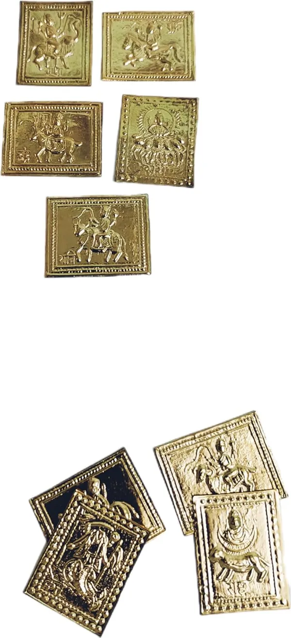 Golden_Navgrah_Yantra_Shree_Vastu_Laxmi_Sarva_Karya_Siddhi_Murti_Pratima_Set_For_Pooja_(7_X_6_X_1_Cm)