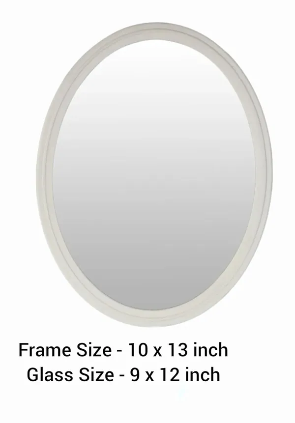 ‎Beige_Plastic_Mirror_Wall_Hanging_For_Bathroom_Bedroom_Dressing_Table_(3Mm)_(Oval)_(10X13_Inch)