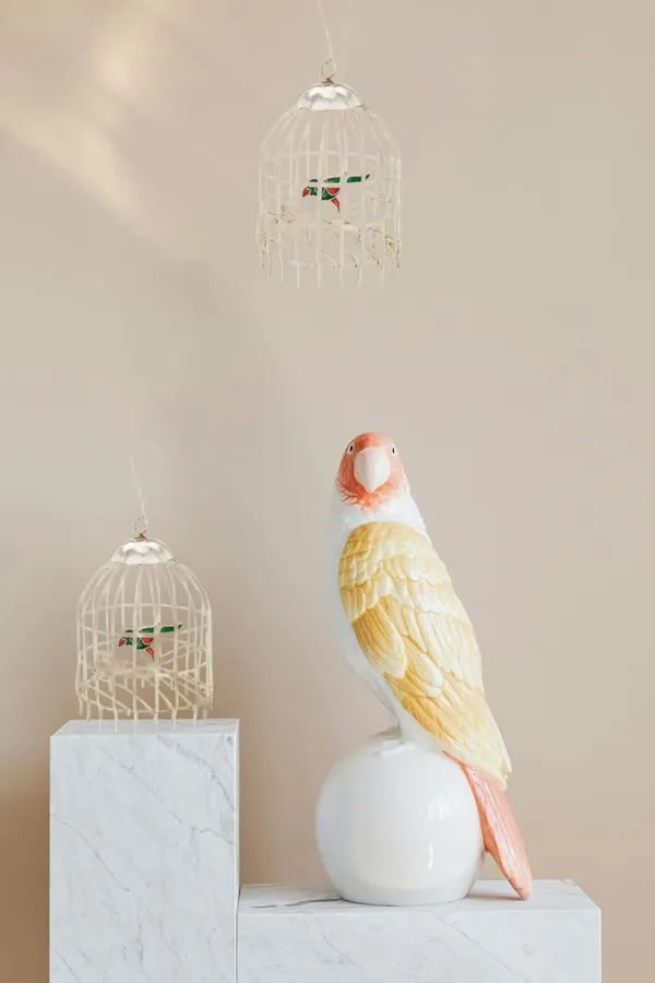 ‎Silver_Parrot_With_Cage_Metal_Wall_Hanging_Showpiece_(10_Cm_X_6_Cm_Dia)