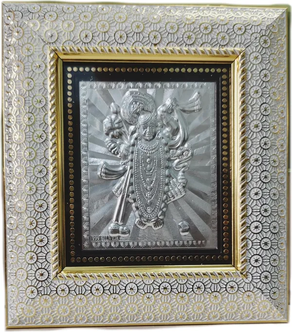 Silver_999_Silver_Shreenathji_Wall_Frames_Showpiece_Gift_(1_Gm)_(20X20_Cm)