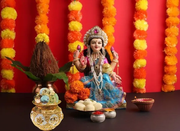 Golden,_Silver_Metal_Swastik_Embossed_Varalakshmi_Potli_Puja_Item_(12_X_8_X_2_Cm)