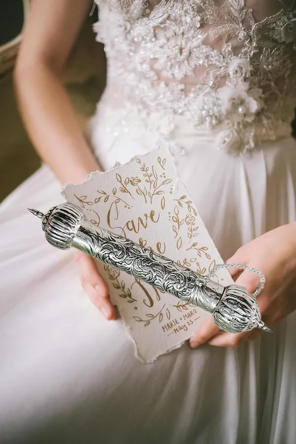 ‎Silver_Silver_Letter_Paper_Scroll_Wedding_Invitation_Antique_Message_Holder_Tube_Box_(30_X_3_X_0.1_Cm)