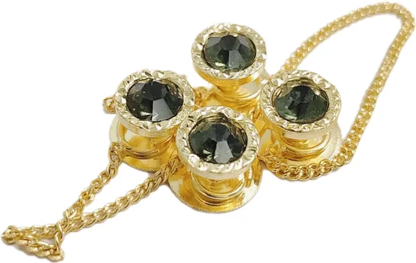 Smoky_Grey_Brass_Kurta_Buttons_For_Men_With_Golden_Chain_(23_Cm)