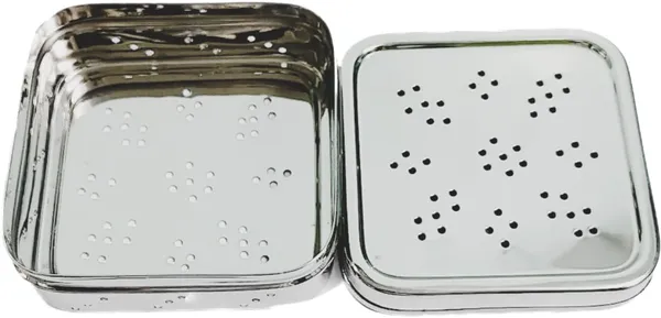 Silver_Steel_Coriander_Storage_Container_For_Fridge_(Square)_(13L_X_13W_X_4.5_Cm)