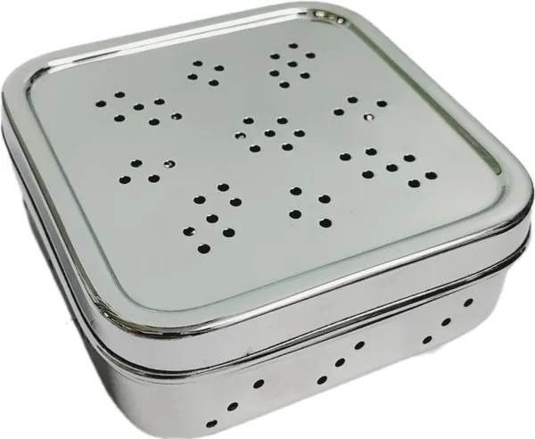Silver_Steel_Coriander_Storage_Container_For_Fridge_(Square)_(13L_X_13W_X_4.5_Cm)