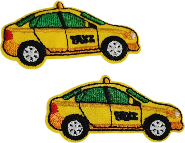 ‎Multicolor_Torn_Clothes_Applique_Embroidery_Patch_(Taxi)_(Pack_Of_2)_(6_X_5_X_2_Cm)