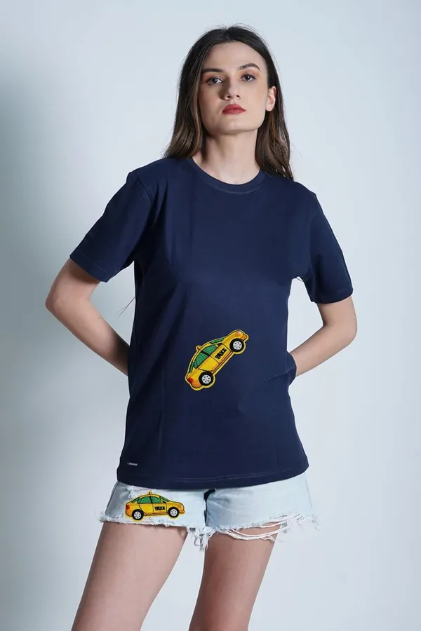 ‎Multicolor_Torn_Clothes_Applique_Embroidery_Patch_(Taxi)_(Pack_Of_2)_(6_X_5_X_2_Cm)