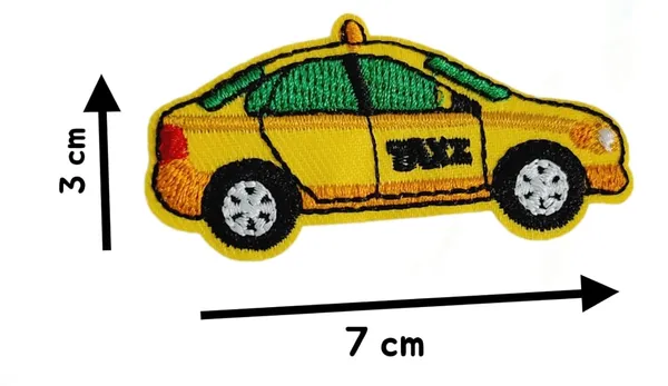 ‎Multicolor_Torn_Clothes_Applique_Embroidery_Patch_(Taxi)_(Pack_Of_2)_(6_X_5_X_2_Cm)