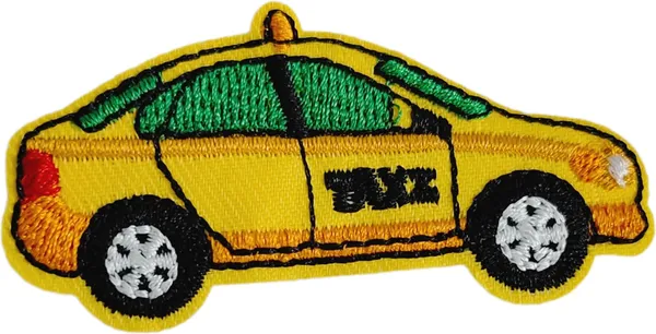 ‎Multicolor_Torn_Clothes_Applique_Embroidery_Patch_(Taxi)_(Pack_Of_2)_(6_X_5_X_2_Cm)