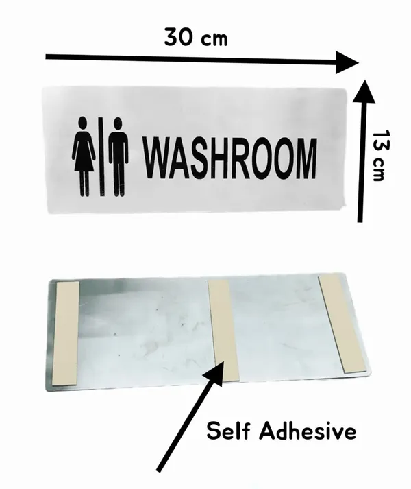 Silver_Self_Adhesive_Stainless_Steel_Sign_Board_Washroom_For_Shop_(30_L_X13_W_Cms)