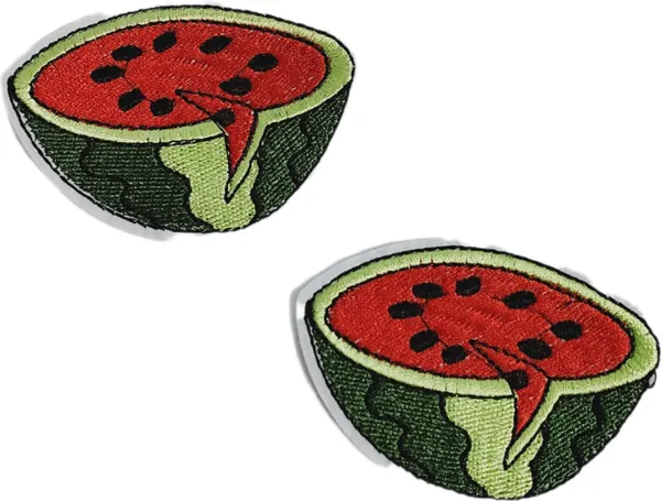 ‎Multicolor_Torn_Clothes_Applique_Embroidery_Patch_(Watermelon)_(Pack_Of_2)_(7_X_6_X_1_Cm)
