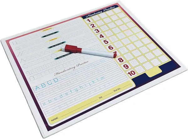 White_Kids_Practice_Slate_With_Numbering_Cross_Up_Down_Curves_Zig_Zag_Abcd_Handwriting_Practise_(10X12_Inch)