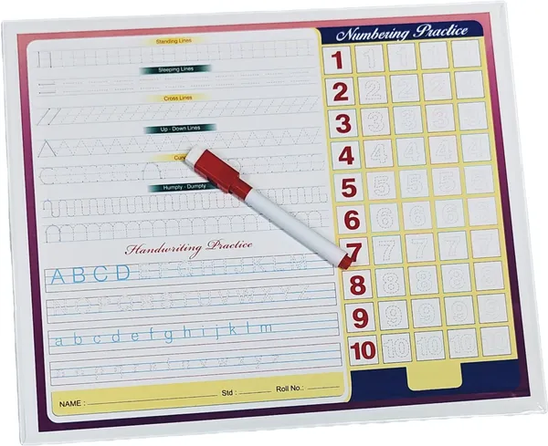 White_Kids_Practice_Slate_With_Numbering_Cross_Up_Down_Curves_Zig_Zag_Abcd_Handwriting_Practise_(10X12_Inch)