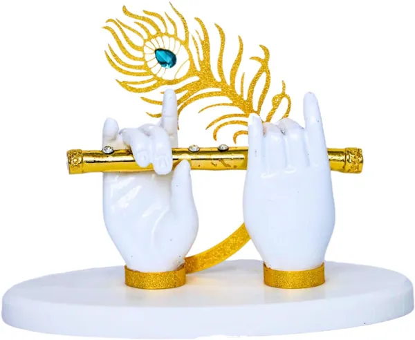 White_Marble_Krishna_Hand_With_Flute_Idol_Showpiece