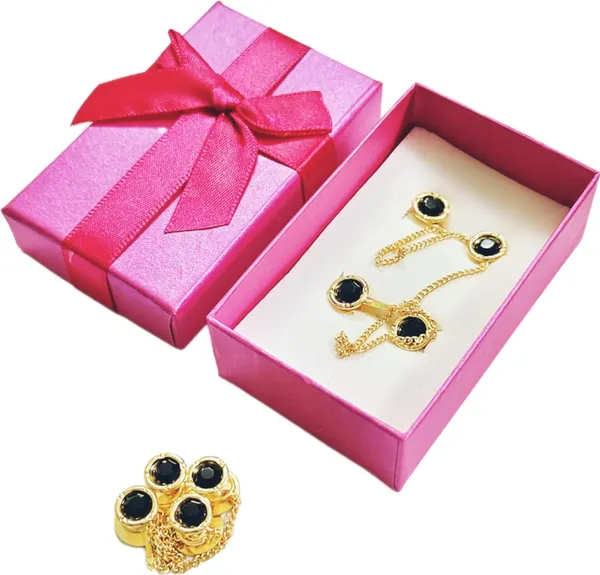 Zed_Black_Brass_Kurta_Buttons_For_Men_With_Golden_Chain_(23_Cm)