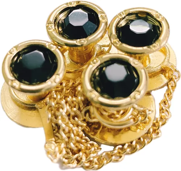 Zed_Black_Brass_Kurta_Buttons_For_Men_With_Golden_Chain_(23_Cm)