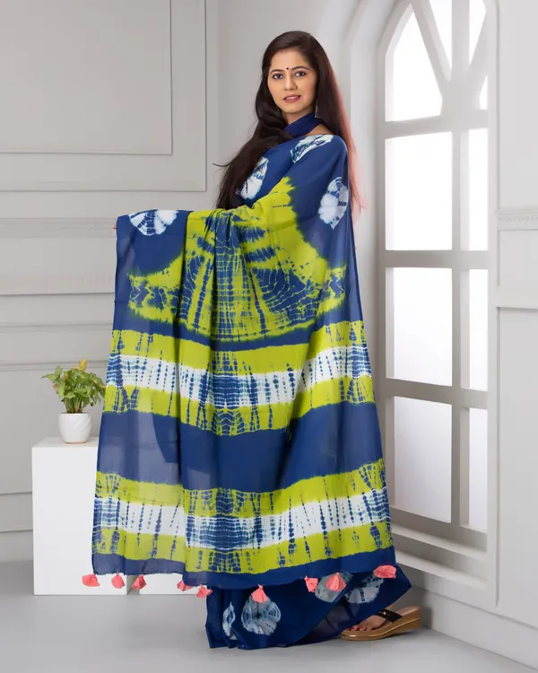 Green_Jaipuri_Block_Print_Bagru_Hand_Block_Printed_Mulmul_Cotton_Saree_For_Woman