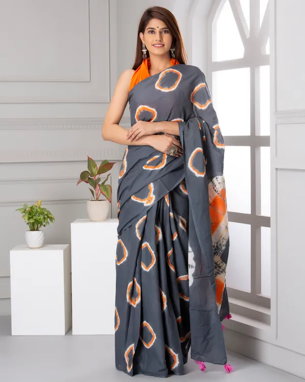 Grey_Jaipuri_Block_Print_Bagru_Hand_Block_Printed_Mulmul_Cotton_Saree_For_Woman