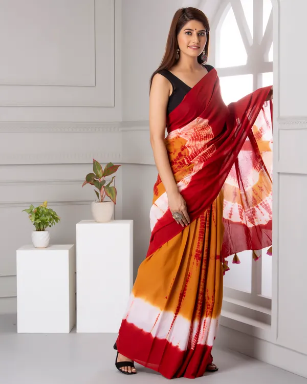 Red_Jaipuri_Block_Print_Bagru_Hand_Block_Printed_Mulmul_Cotton_Saree_For_Woman