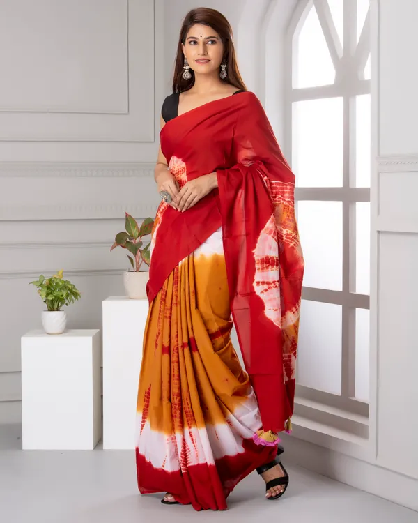 Red_Jaipuri_Block_Print_Bagru_Hand_Block_Printed_Mulmul_Cotton_Saree_For_Woman