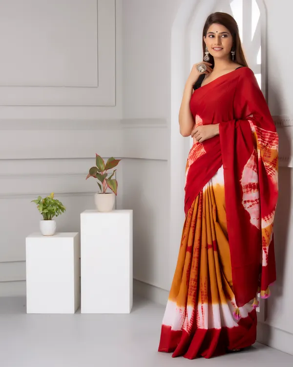 Red_Jaipuri_Block_Print_Bagru_Hand_Block_Printed_Mulmul_Cotton_Saree_For_Woman