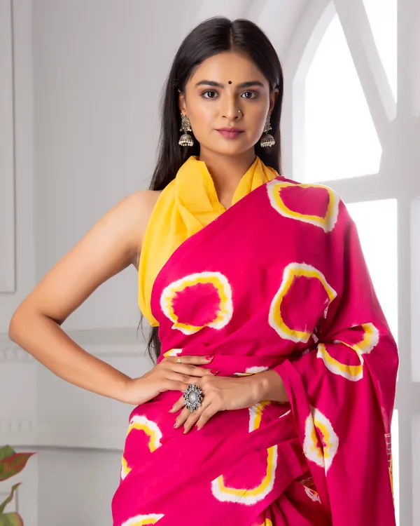 Pink_Jaipuri_Block_Print_Bagru_Hand_Block_Printed_Mulmul_Cotton_Saree_For_Woman