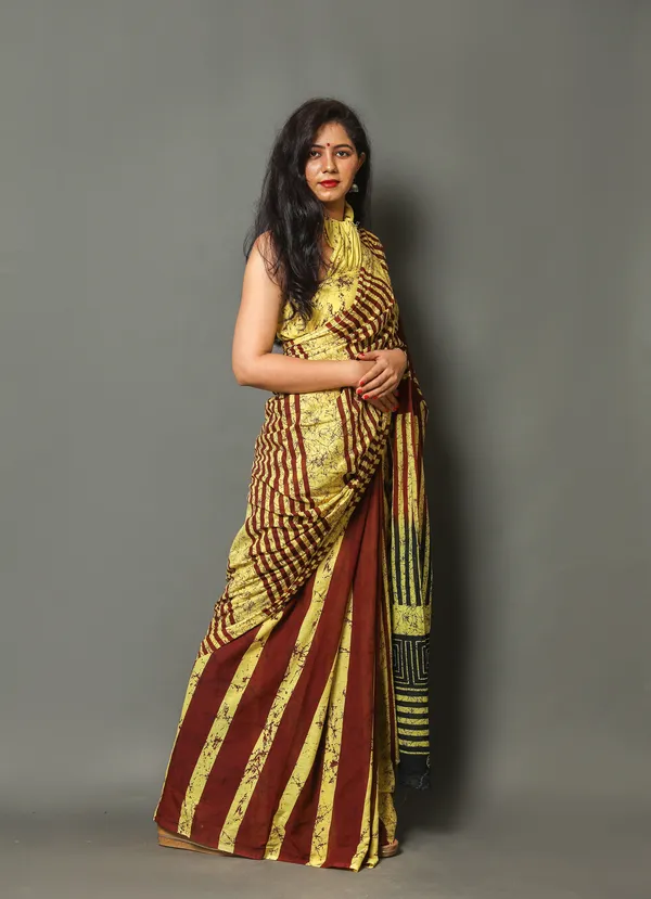 Multicolor_Jaipuri_Block_Print_Bagru_Hand_Block_Printed_Mulmul_Cotton_Saree_For_Woman