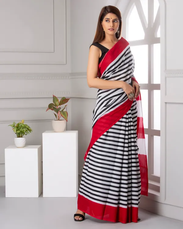 Red_Jaipuri_Block_Print_Bagru_Hand_Block_Printed_Mulmul_Cotton_Saree_For_Woman