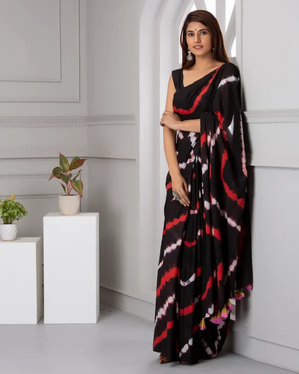 Black_Jaipuri_Block_Print_Bagru_Hand_Block_Printed_Mulmul_Cotton_Saree_For_Woman
