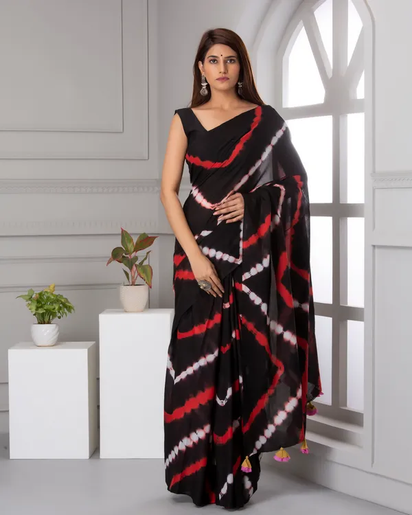 Black_Jaipuri_Block_Print_Bagru_Hand_Block_Printed_Mulmul_Cotton_Saree_For_Woman