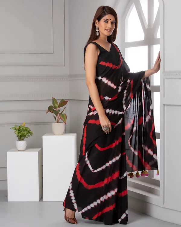 Black_Jaipuri_Block_Print_Bagru_Hand_Block_Printed_Mulmul_Cotton_Saree_For_Woman