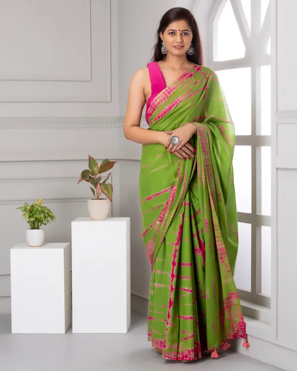 Green_Jaipuri_Block_Print_Bagru_Hand_Block_Printed_Mulmul_Cotton_Saree_For_Woman