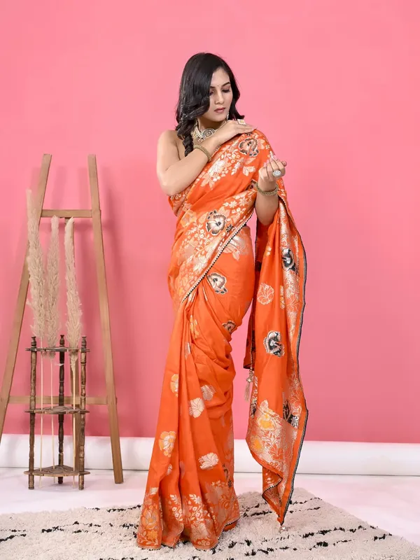ORANGE__Banarasi_Saree_for_Women_|_Premium_Saree_for_all_ocassions