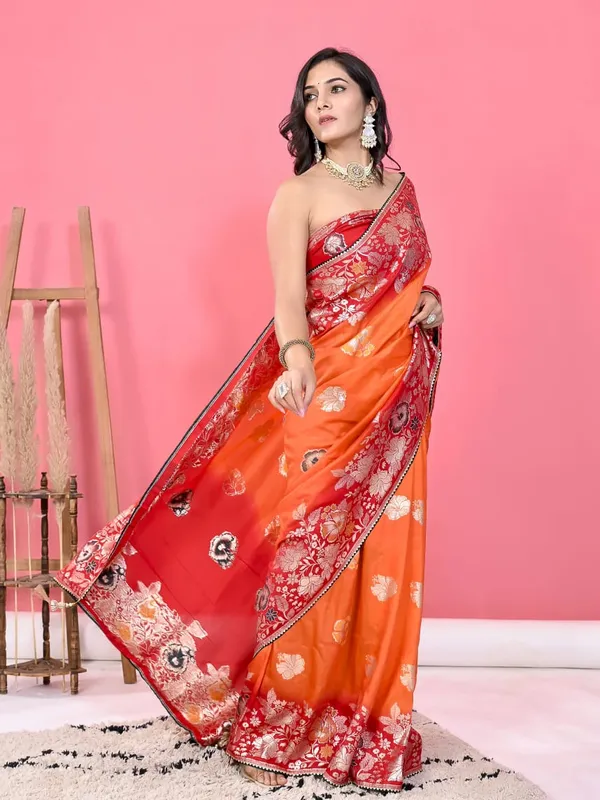 RED_ORANGE__Banarasi_Saree_for_Women_|_Premium_Saree_for_all_ocassions