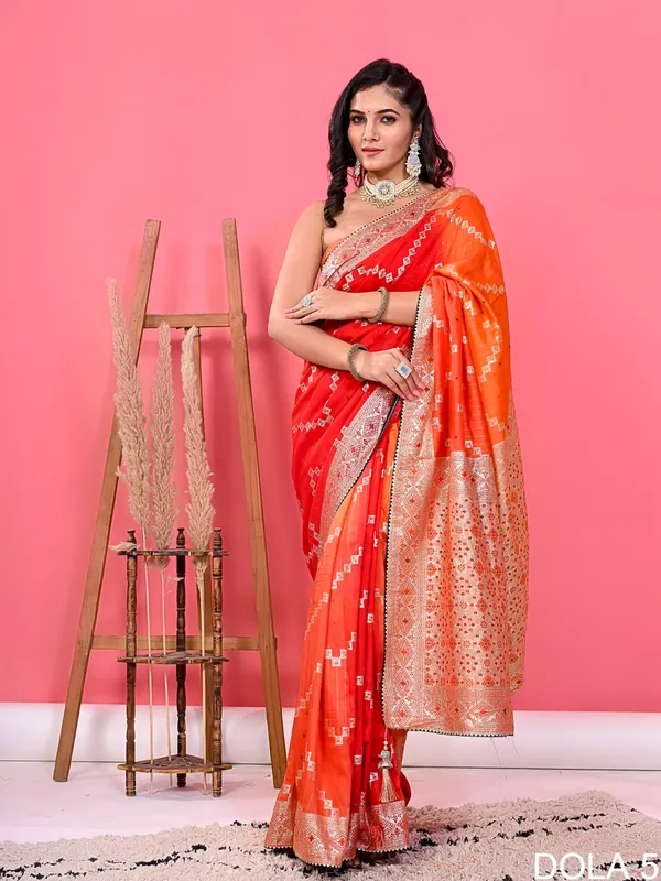 RED_ORANGE__Banarasi_Saree_for_Women_|_Premium_Saree_for_all_ocassions