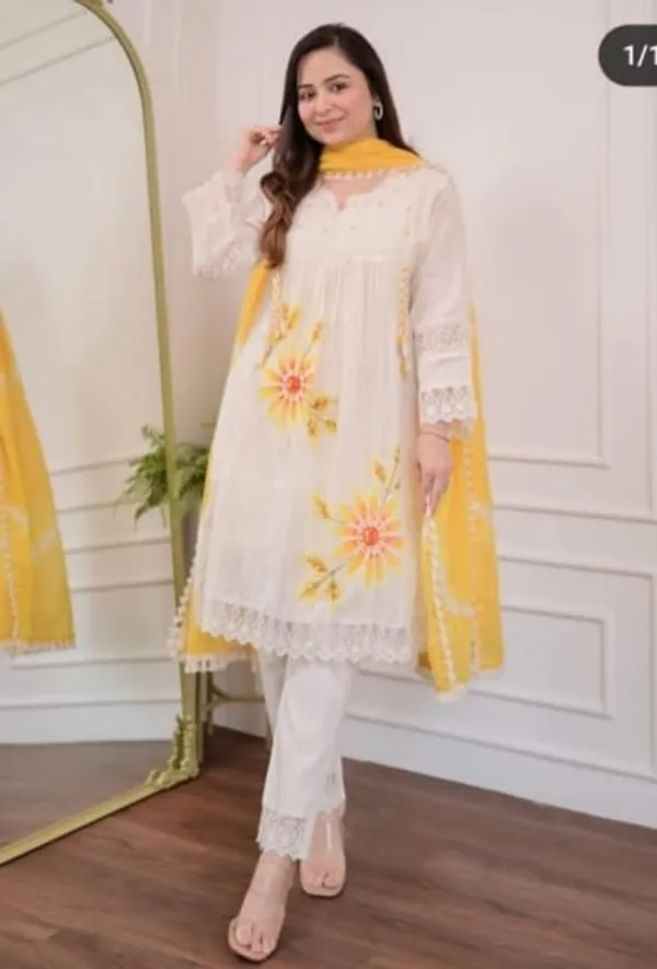White_&_Yellow_New_Trending_Desigenr_Suit_For_Women