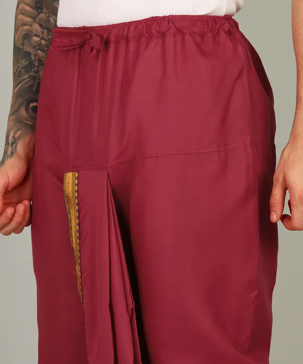 Pack_Of_2_Maroon_Dhoti_for_Men_|_Premium_Pure_Art_Silk_Dhoti