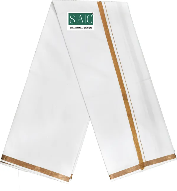 White_&_Gold_Unstitched_Dhoti_for_Men_|_Premium_Pure_Cotton_Dhoti_with_Border