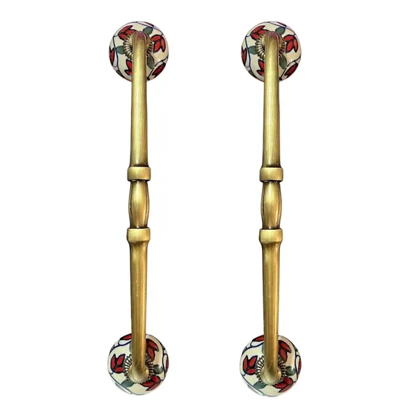 Ceramic_Door_Handle_Gold_Antique_Finish_-_(Size_10_Inch,_Hand_Painting)_-_Hole_to_Hole_8_INCH_(Pack_of_1_Handle)_