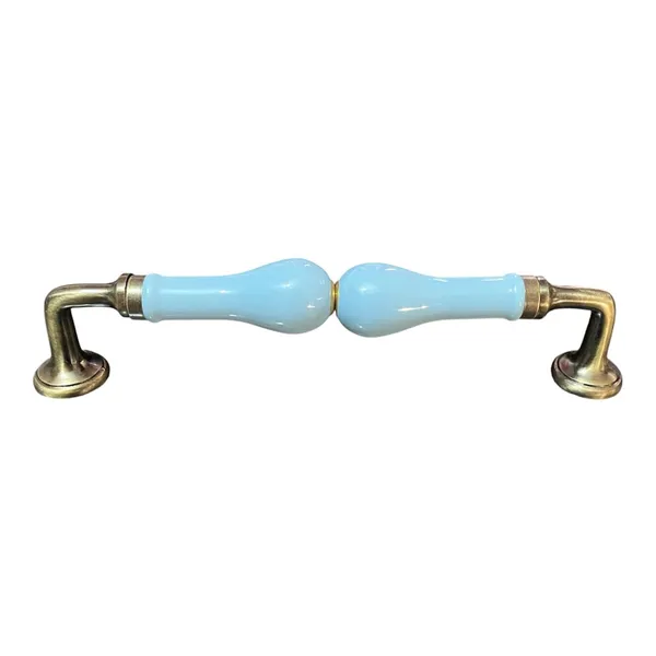 Ceramic_Door_Handle_Gold_Antique_Finish_-_(Size_10_Inch)_-_Hole_to_Hole_9_INCH_(Pack_of_1_Handle)_(SKY_BLUE)