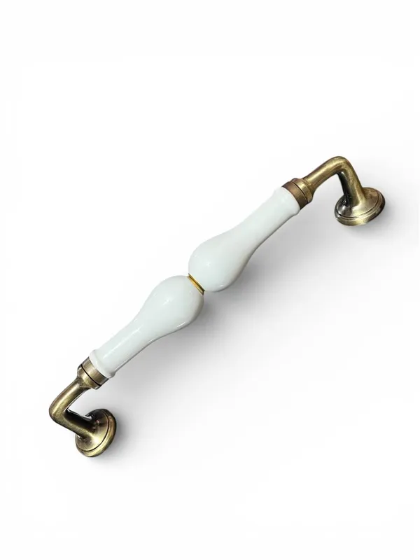 Ceramic_Door_Handle_Gold_Antique_Finish_-_(Size_10_Inch)_-_Hole_to_Hole_9_INCH_(Pack_of_1_Handle)_(White)