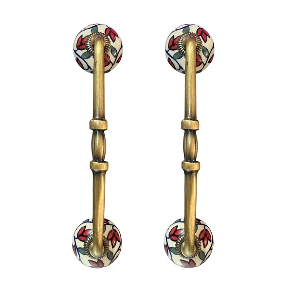 Ceramic_Door_Handle_Gold_Antique_Finish_-_(Size_8_Inch,_Hand_Painting)_-_Hole_to_Hole_6_INCH_(Pack_of_1_Handle)