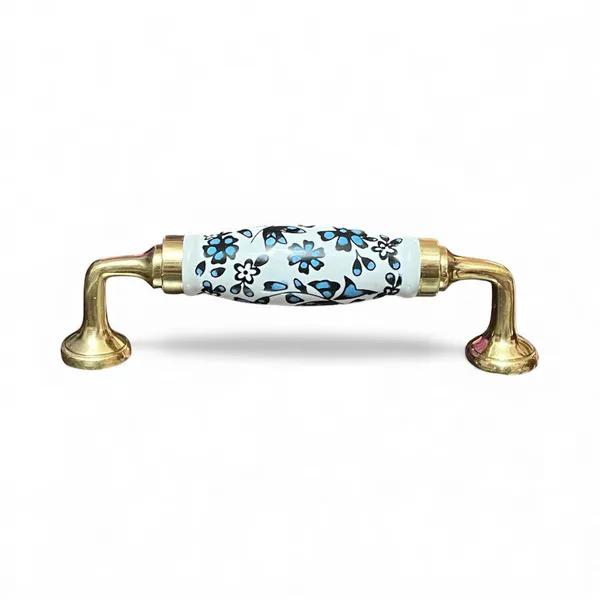 Ceramic_Door_Handle_-_BRASS_(Size_6_Inch)_BLUE_FLOWER_HAND_PAINTED
