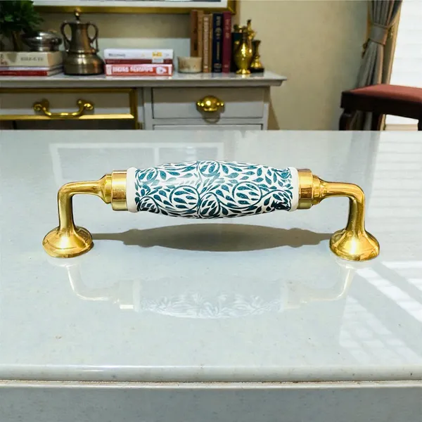 Ceramic_Door_Handle_-_BRASS__(Size_6_Inch)_-_GREEN_LEAF_