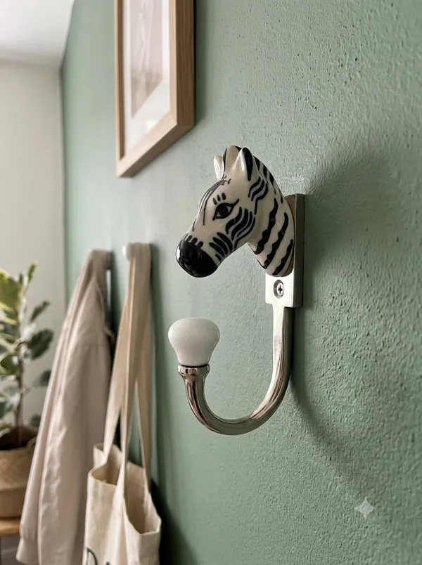 Ceramic_Metal_WALL_Mounted_Single_HORSE_Hook_Hanger_-_Silver_Finish_-Pack_of_2_(5_INCH)